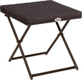 Tavolino quadrato pieghevole in rattan sintetico con struttura in acciaio 40 x 40 x 40 cm marrone