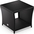 Tavolino da giardino in polyrattan con piano WPC regolabile 45 x 45 x 40 cm per esterno
