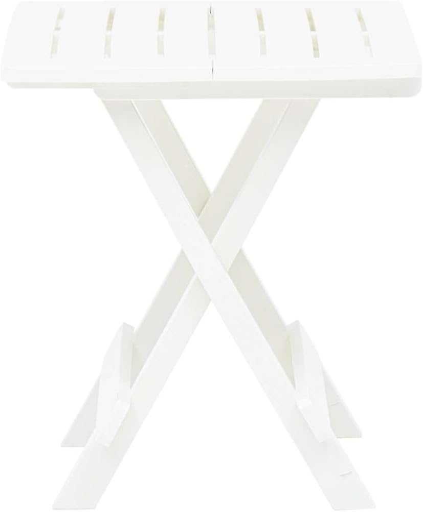 Tavolo da giardino pieghevole in plastica bianca 45 x 43 x 50 cm per spazi esterni e interni