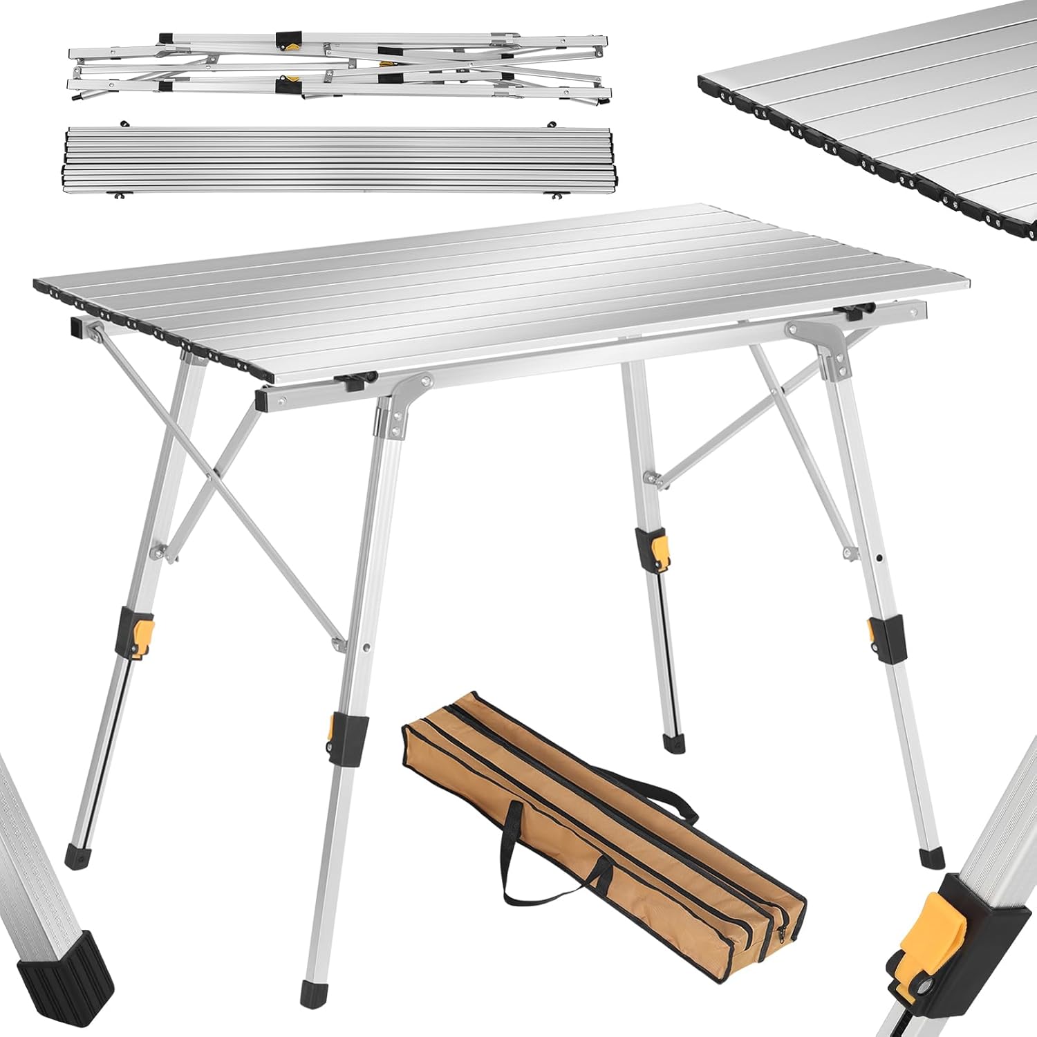 Tavolo pieghevole da picnic in alluminio regolabile in altezza 90 x 52 x 45 69 cm