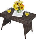 Tavolino pieghevole in rattan sintetico 60 x 40 x 40 cm per balcone giardino e cortile