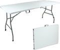 Tavolo rettangolare pieghevole da esterno bianco 180 x 70 x 74 cm leggero resistente e facile da trasportare