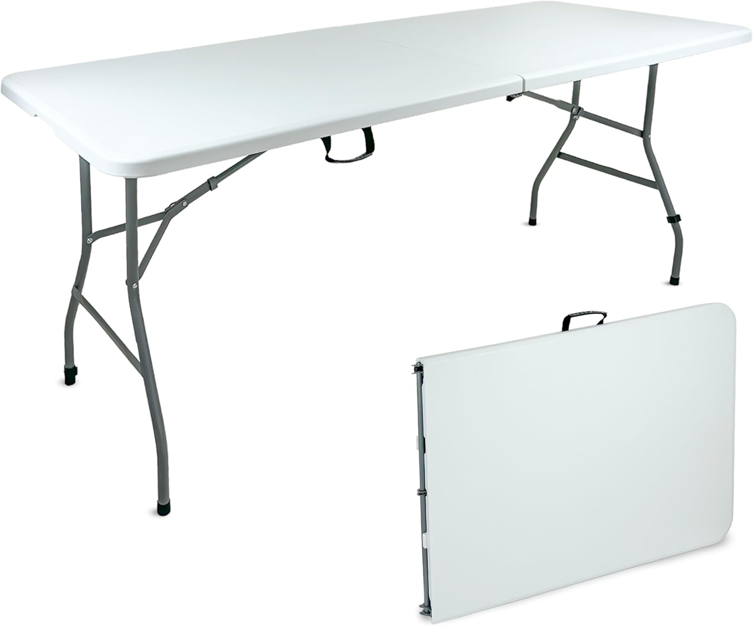 Tavolo rettangolare pieghevole da esterno bianco 180 x 70 x 74 cm leggero resistente e facile da trasportare