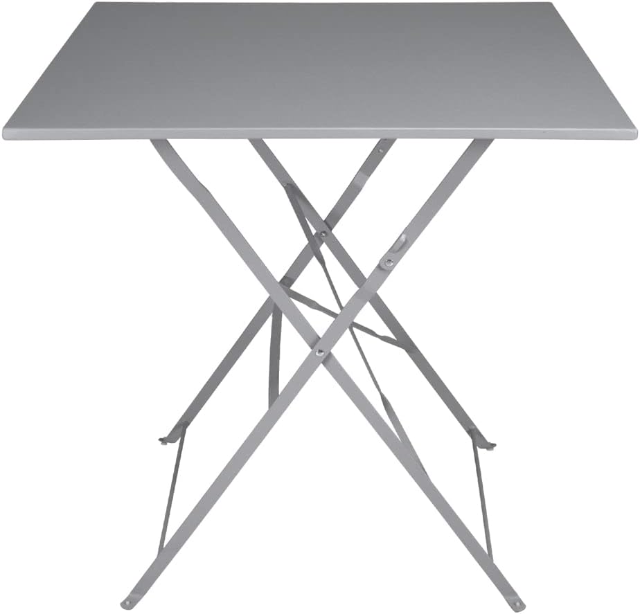 Tavolo pieghevole in metallo grigio 70 x 70 cm per giardino balcone e terrazza
