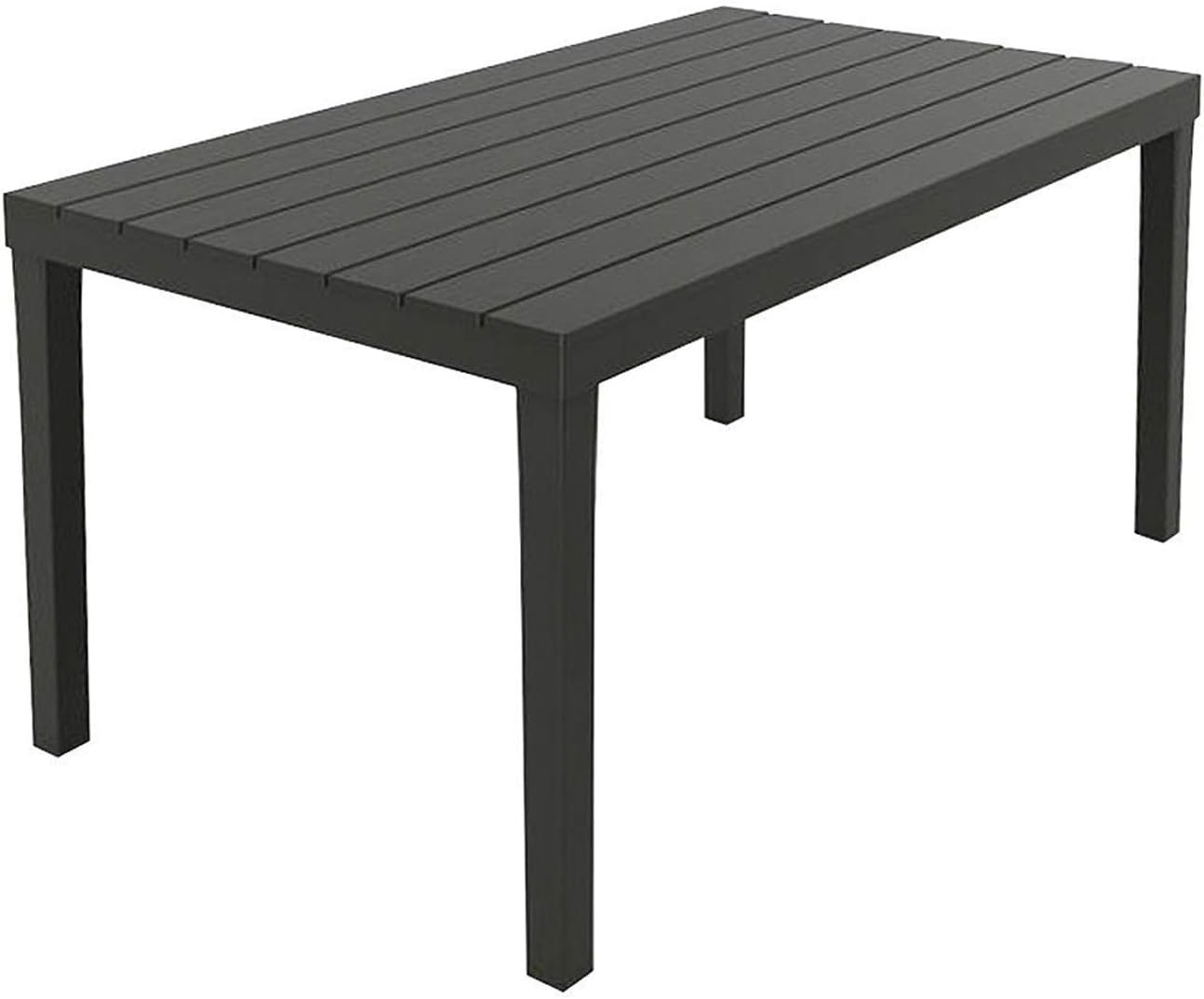 Tavolino rettangolare in resina antracite 138 x 80 cm per arredamento esterno e giardino