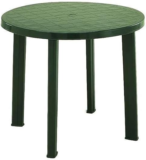 Tavolo rotondo da giardino in plastica verde 90 cm per spazi esterni